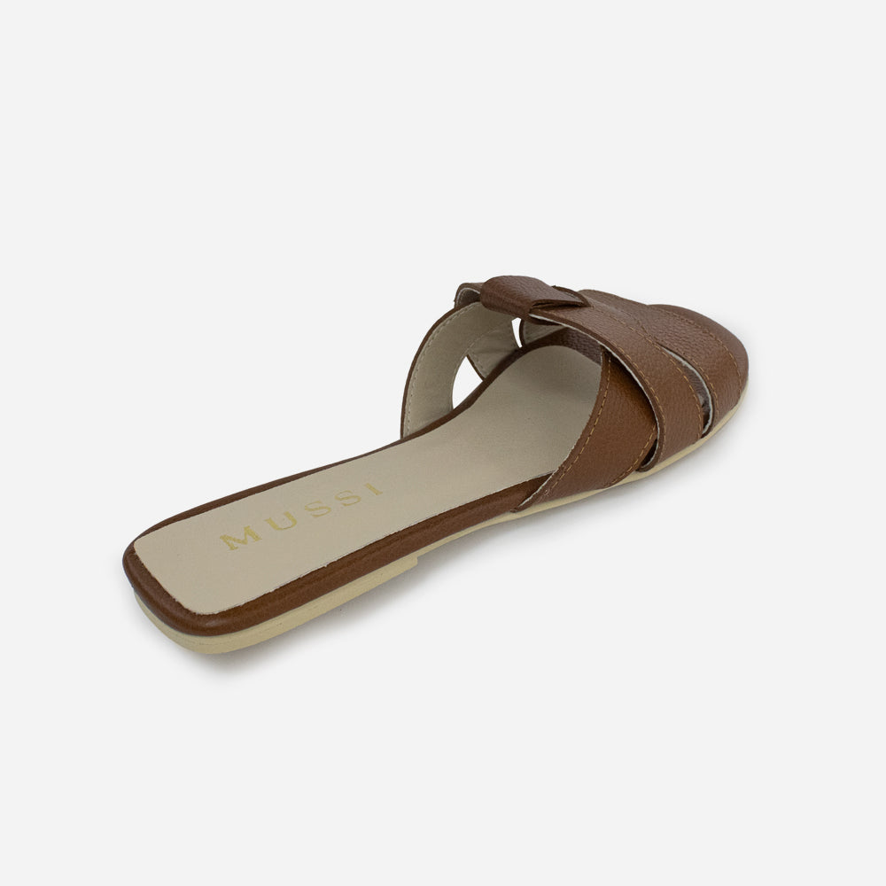 Sandalia plana glasgow de cuero para mujer - Miel