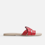 Sandalia plana glasgow de cuero para mujer - Rojo