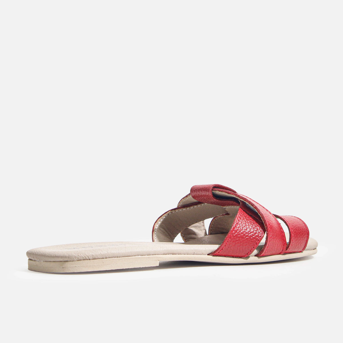 Sandalia plana glasgow de cuero para mujer - Rojo