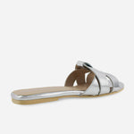 Sandalia plana glasgow de cuero para mujer - Plata