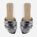 Sandalia plana glasgow de cuero para mujer - Plata