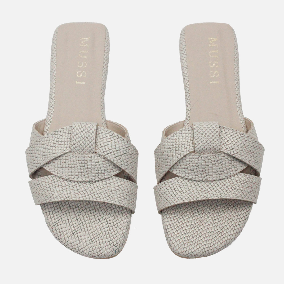 Sandalia plana glasgow de cuero para mujer - Hueso