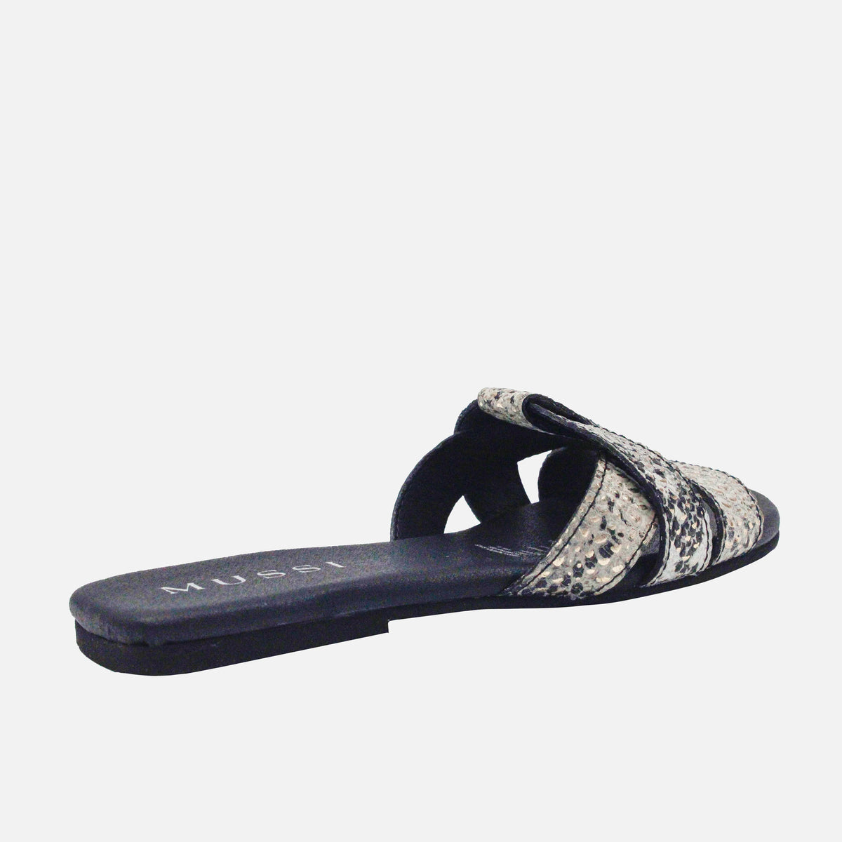 Sandalia plana glasgow de cuero para mujer - Negro