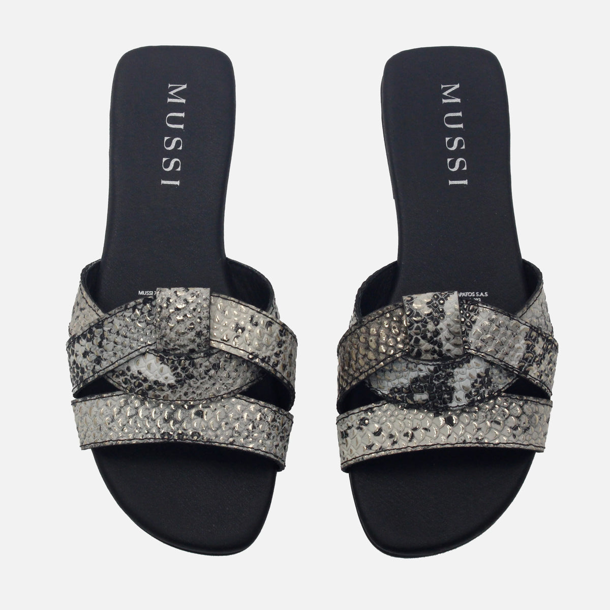 Sandalia plana glasgow de cuero para mujer - Negro