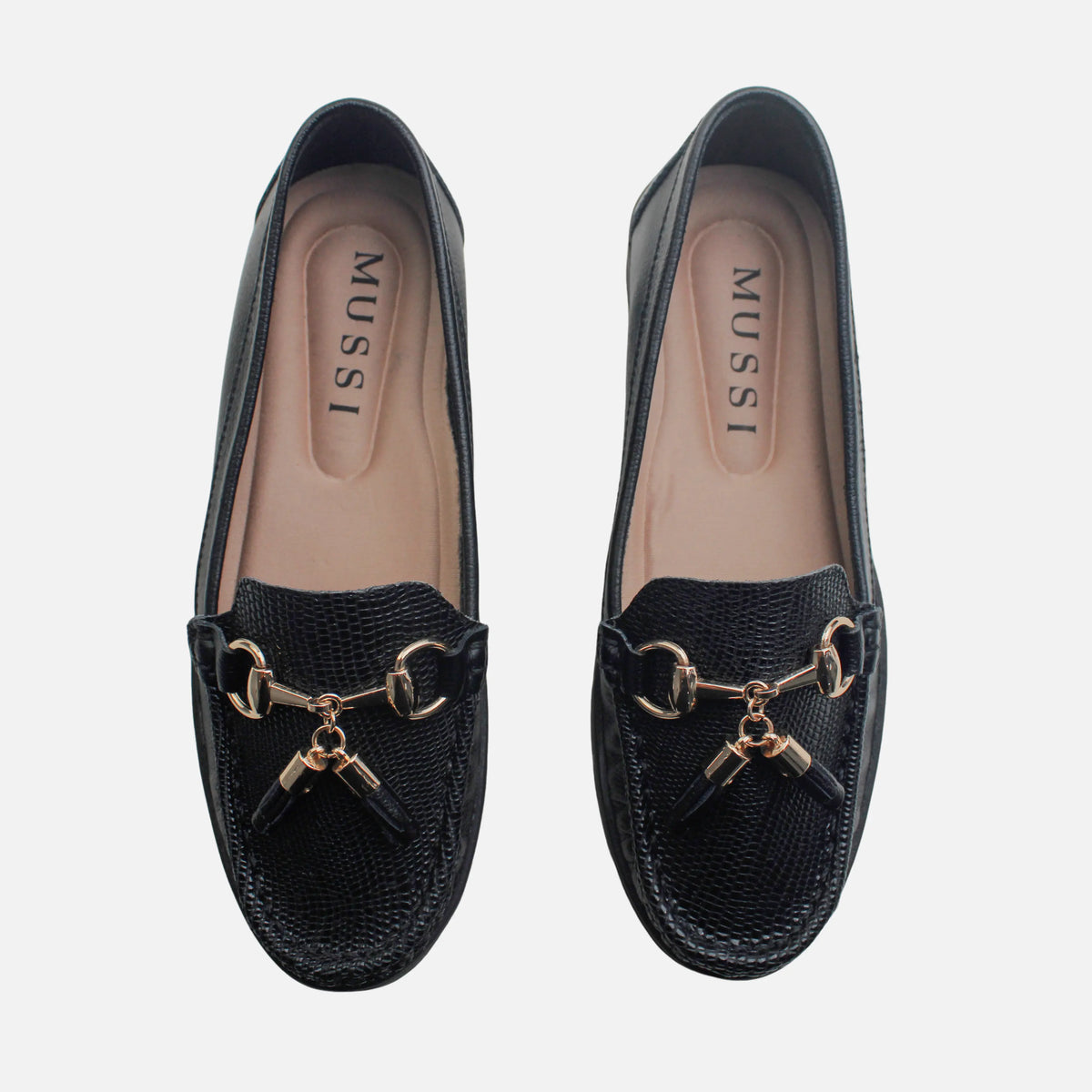 Mocasin plataforma siena de cuero para mujer - Negro