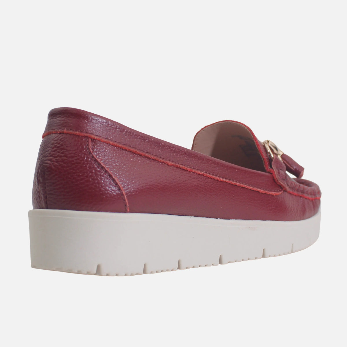 Mocasin plataforma siena de cuero para mujer - Vino