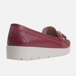 Mocasin plataforma siena de cuero para mujer - Vino
