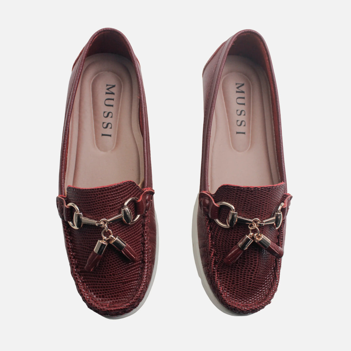 Mocasin plataforma siena de cuero para mujer - Vino