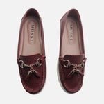 Mocasin plataforma siena de cuero para mujer - Vino