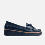 Mocasin plataforma lyra de cuero para mujer - Negro