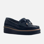 Mocasin plataforma lyra de cuero para mujer - Negro