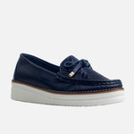 Mocasin plataforma lyra de cuero para mujer - Azul