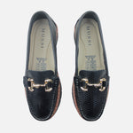 Mocasin plataforma lluvia de cuero para mujer - Negro