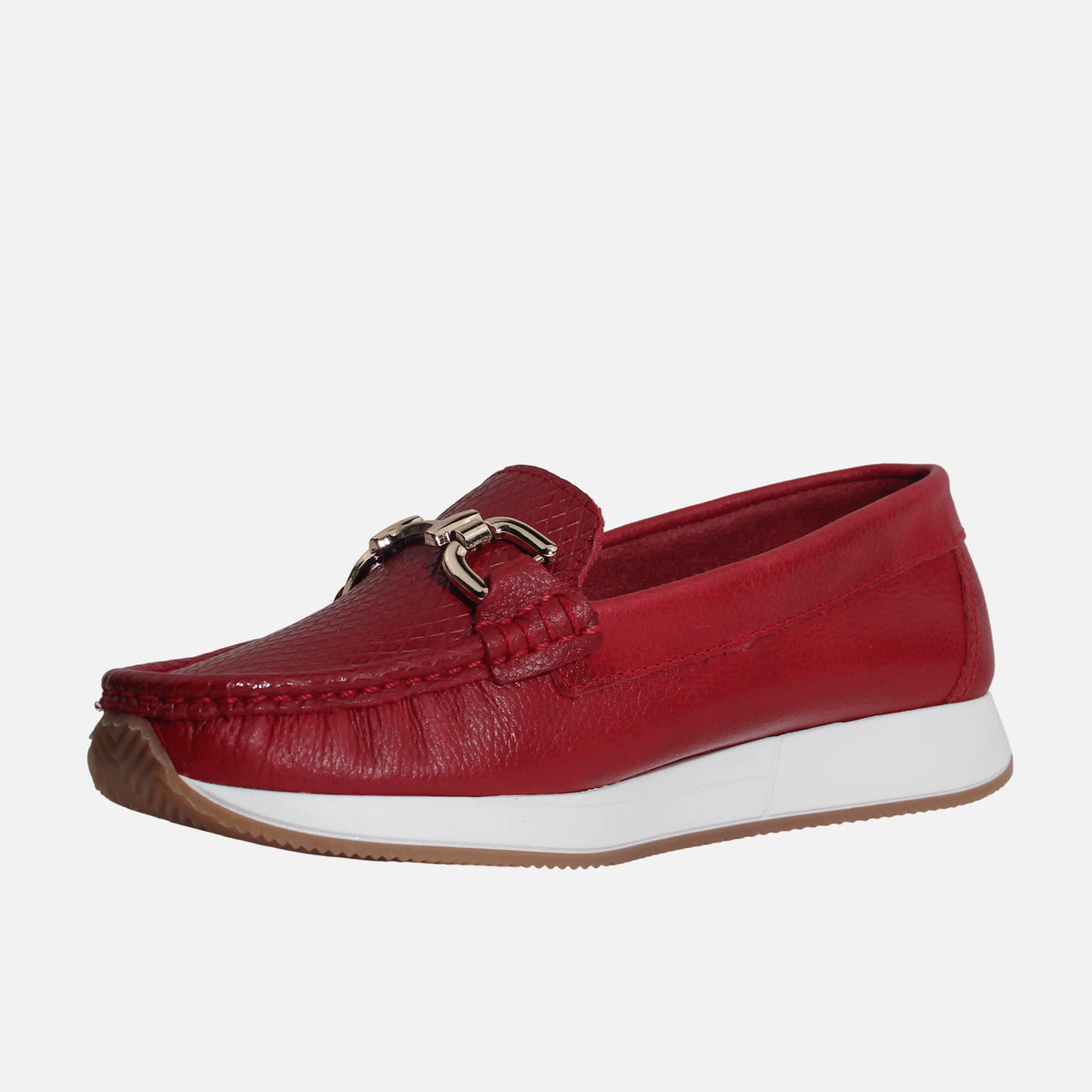 Mocasin plataforma maris de cuero para mujer - Rojo
