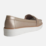Mocasin plataforma rosel de cuero para mujer - Oro