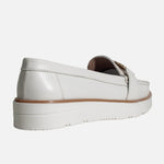 Mocasin plataforma rosel de cuero para mujer - Hueso