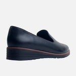 Mocasin plataforma maia de cuero para mujer - Negro