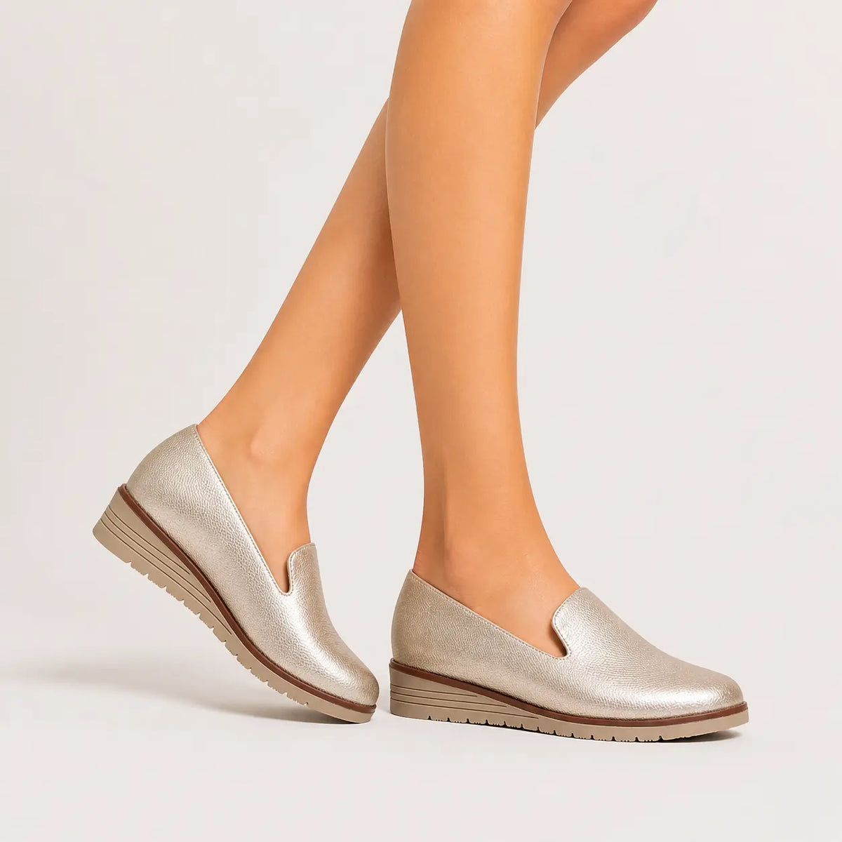 Mocasin sleeper maia de cuero para mujer - Oro