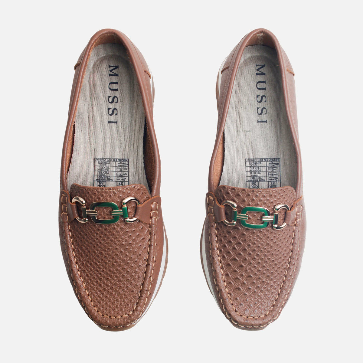 Mocasin plataforma malia de cuero para mujer - Almendra