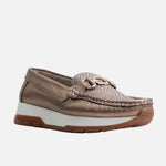 Mocasin plataforma malia de cuero para mujer - Bronce