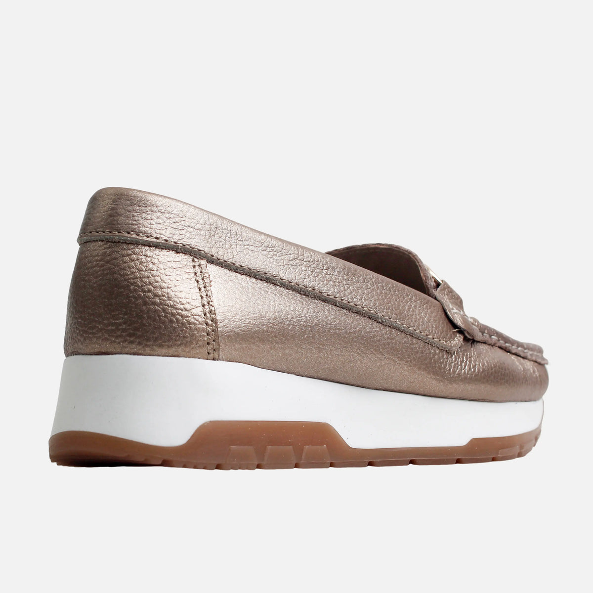 Mocasin plataforma malia de cuero para mujer - Bronce