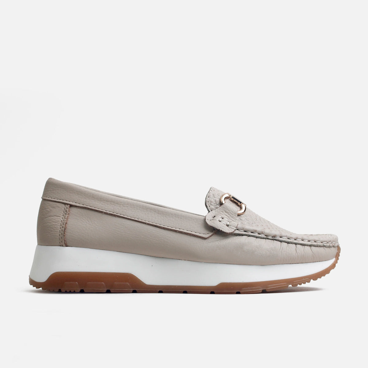 Mocasin plataforma malia de cuero para mujer - Hueso