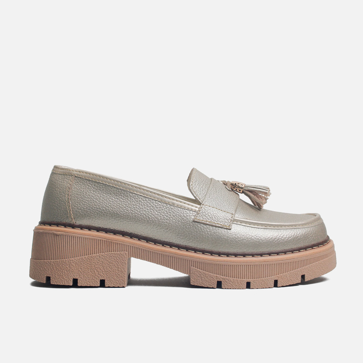 Mocasin tractorado halia de cuero para mujer - Oro