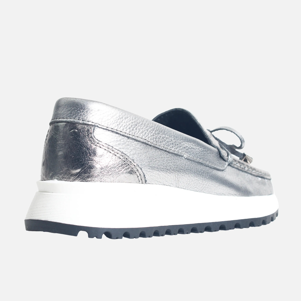 Mocasin plataforma mistral de cuero para mujer - Plateado