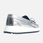 Mocasin plataforma mistral de cuero para mujer - Plateado