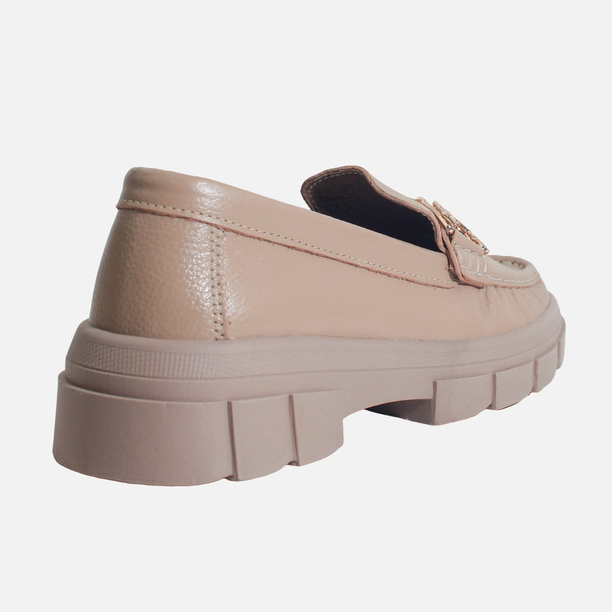 Mocasin tractorado amelie de cuero para mujer - Beige