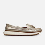 Mocasin plataforma carina de cuero para mujer - Oro