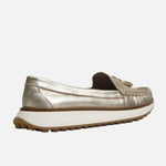 Mocasin plataforma carina de cuero para mujer - Oro