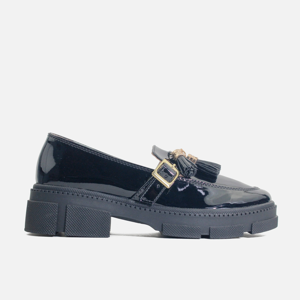 Mocasin tractorado amalia de sintético para mujer - Negro