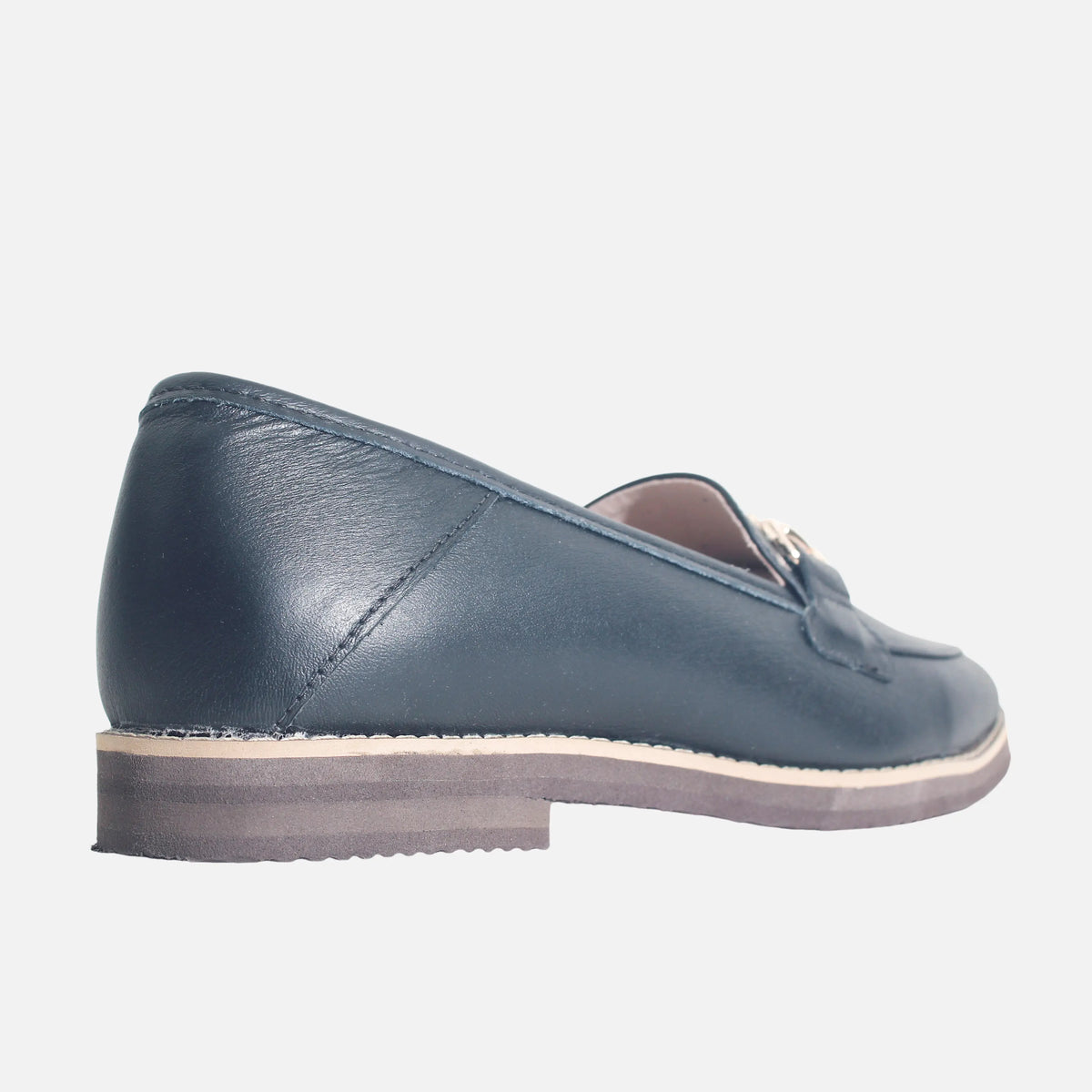 Mocasin plano irene de cuero para mujer - Negro