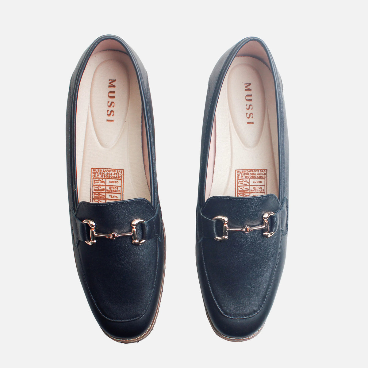 Mocasin plano irene de cuero para mujer - Negro