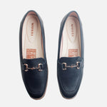 Mocasin plano irene de cuero para mujer - Negro