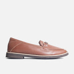 Mocasin plano irene de cuero para mujer - Miel