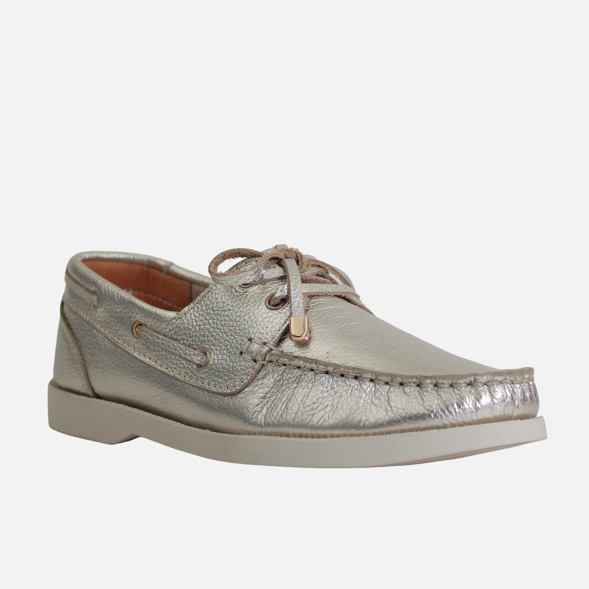 Mocasin plano amara de cuero para mujer - Oro