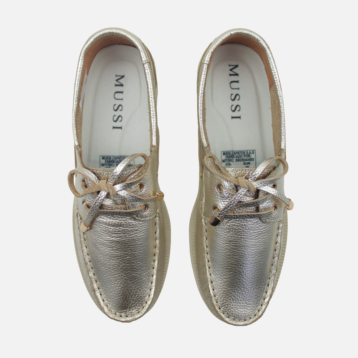 Mocasin plano amara de cuero para mujer - Oro