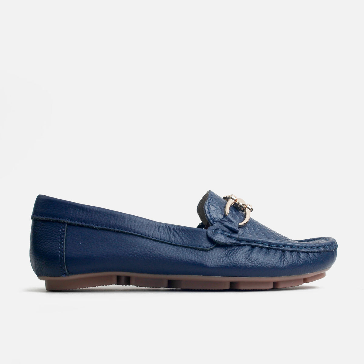 Mocasin plano grace de cuero para mujer - Azul