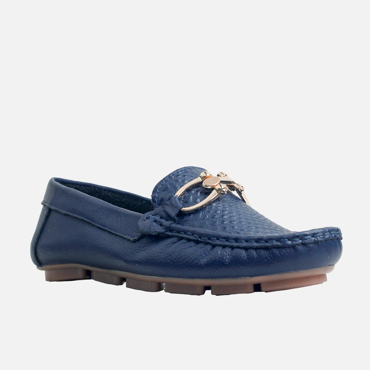 Mocasin plano grace de cuero para mujer - Azul