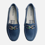 Mocasin plano grace de cuero para mujer - Azul