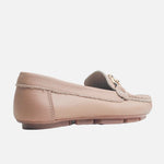 Mocasin plano grace de cuero para mujer - Almendra
