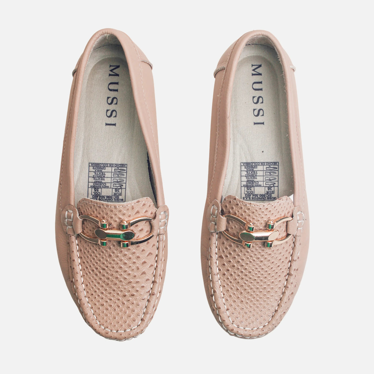 Mocasin plano grace de cuero para mujer - Almendra