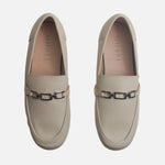 Mocasin plano gema de cuero para mujer - Hueso