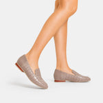 Mocasin plano galen de cuero para mujer - Taupe