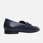 Mocasin plano vittoria de cuero para mujer - Azul