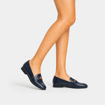 Mocasin plano vittoria de cuero para mujer - Azul