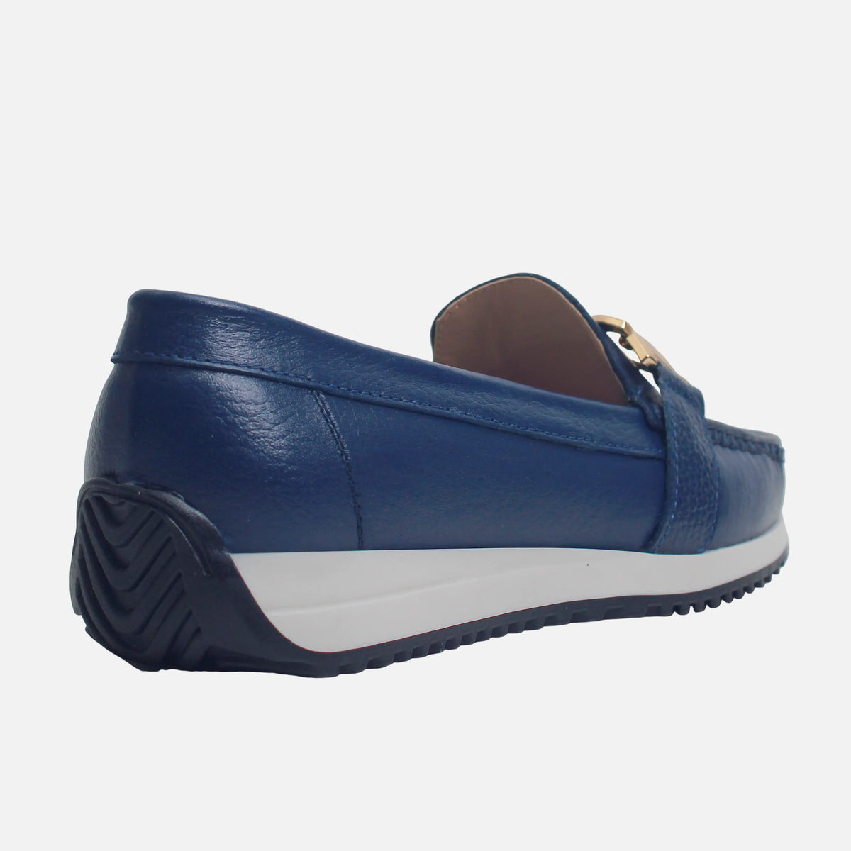 Mocasin plataforma damar de cuero para mujer - Azul