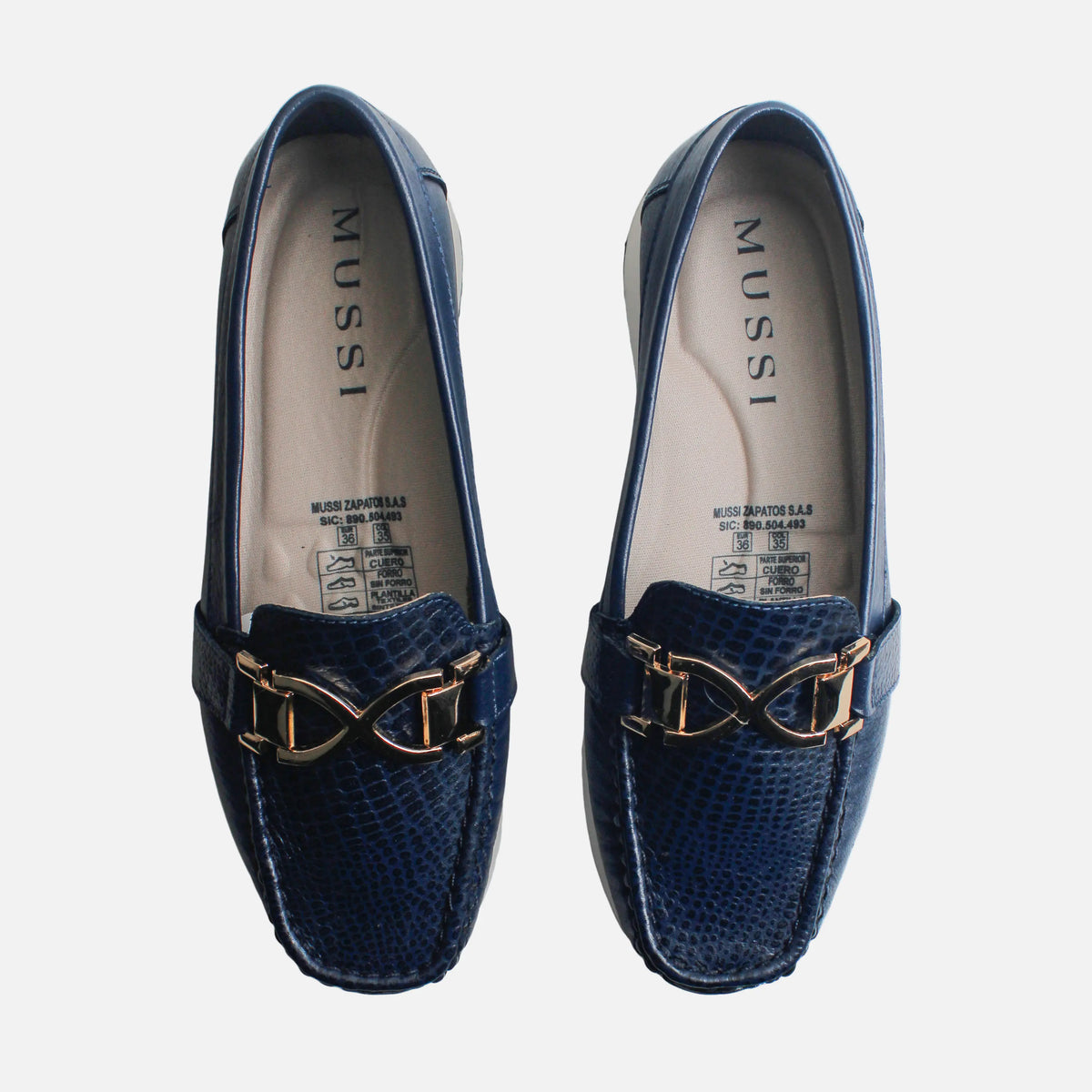 Mocasin plataforma damar de cuero para mujer - Azul